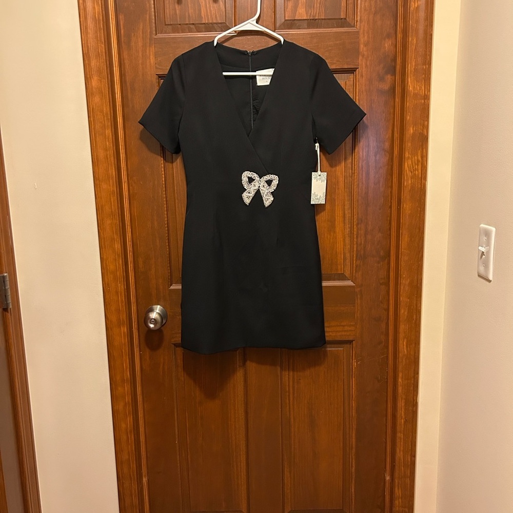 Black Dress with Bow Accent